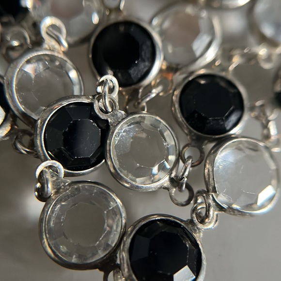 Rafaelian Vtg Black Bead and Crystal Austrian Chiclet Necklace - New Old Stock - Picture 2 of 15